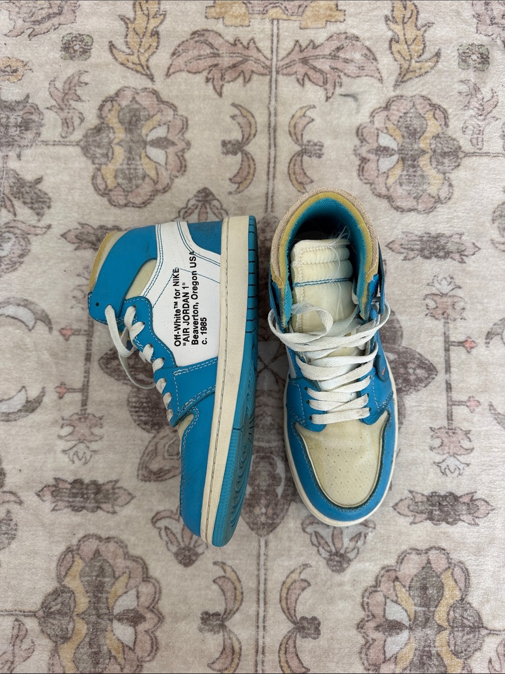 Nike Kids Blue and Cream High-Top Sneakers with White Laces